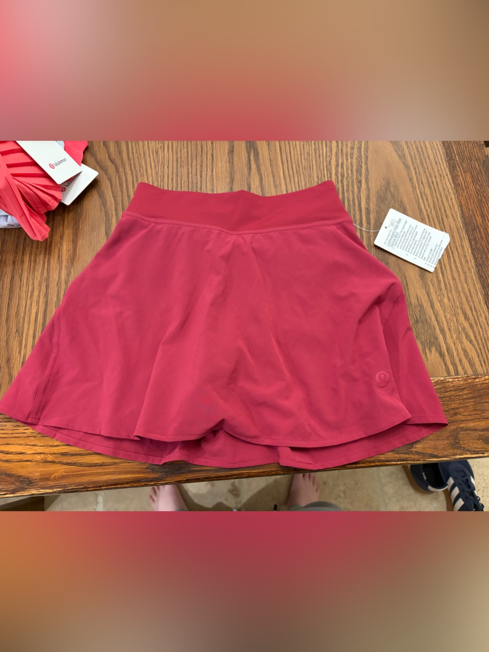 lululemon berry red athletic skirt with built-in shorts